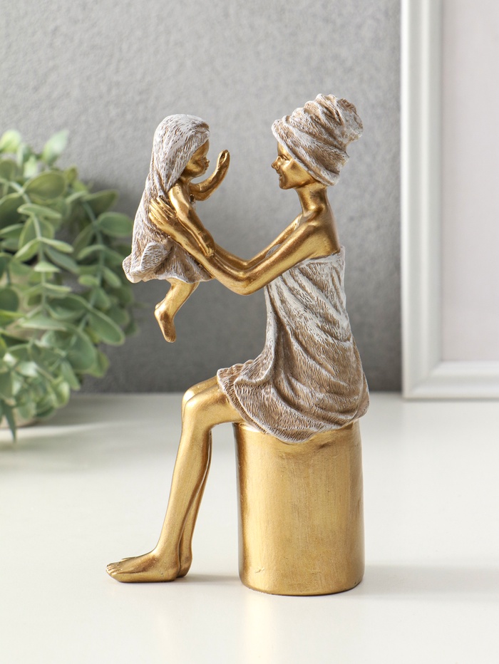 Фигура полистоун «Мама с малышом - после водных процедур», 5.5×11×19 см - Фото 1