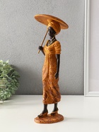 Сувенир полистоун "Африканка в горчичном наряде с зонтом" 11,5х11,5х36,5 см - фото 61955190
