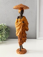 Фигура полистоун «Африканка в горчичном наряде, в шляпе», 11.5×11.5×33.5 см - Фото 1