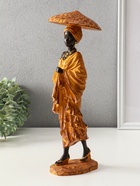 Сувенир полистоун "Африканка в горчичном наряде, в шляпе" 11,5х11,5х33,5 см - фото 809350232