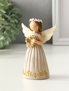 Сувенир полистоун "Девочка-ангел с венком-сердце" 4,5х8х12 см - фото 809350244