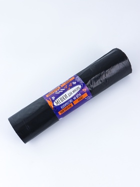 Мешки для мусора в рулоне 300 л, черные, ПВД, толщина 60 мкм, 10 штук