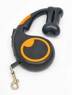 Рулетка - поводок «Косточка», 3 м, с контейнером для пакетов, пластик, чёрная - фото 62163146