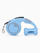 Рулетка - поводок "Косточка", с контейнером для пакетов, трос 3 м, голубая/серая - фото 61955222