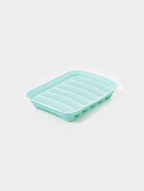 Форма для выпечки и приготовления сосисок Доляна, 6 ячеек, с крышкой, 17.5×13.5.2.8 см, силикон, бирюзовый