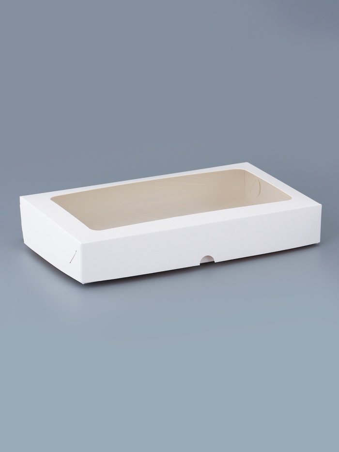 Коробка складная, белая, с окном, 26×15×4 см - Фото 1