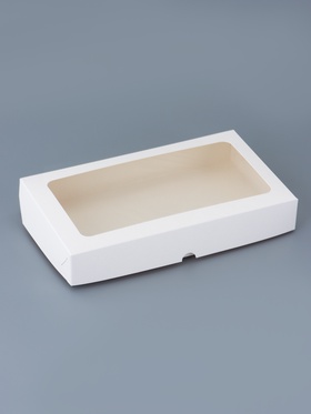 Коробка складная, белая, с окном, 26?15?4 см (комплект 50 шт)