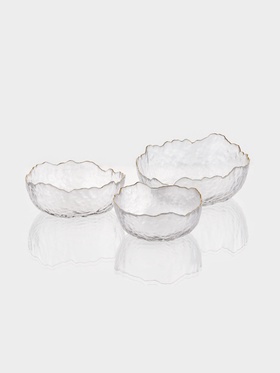 Набор салатников "Вулкан" 3 шт, золотой обод, 20х8 см