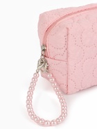 Косметичка женская «Цветочек», ручка из бусин, розовая - Фото 3