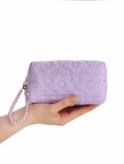 Косметичка женская «Цветочек», ручка из бусин, сиреневая - Фото 2