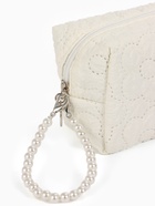 Косметичка женская «Цветочек», ручка из бусин, молочная - Фото 3