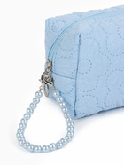 Косметичка женская «Цветочек», ручка из бусин, голубая - Фото 3