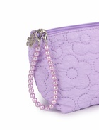 Косметичка женская «Цветочки», на молнии, ручка из бусин, сиреневая - Фото 3