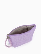 Косметичка женская «Цветочки», на молнии, ручка из бусин, сиреневая - Фото 4
