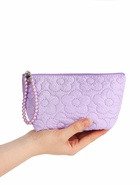 Косметичка женская «Цветочки», на молнии, ручка из бусин, сиреневая - Фото 3