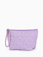 Косметичка женская «Цветочки», на молнии, ручка из бусин, сиреневая - Фото 5