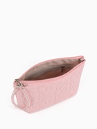 Косметичка женская «Цветочки», на молнии, ручка из бусин, розовая - Фото 4