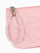 Косметичка женская «Цветочки», на молнии, ручка из бусин, розовая - Фото 5