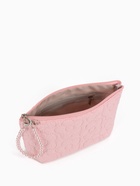 Косметичка женская «Цветочки», на молнии, ручка из бусин, розовая - Фото 4