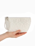 Косметичка женская «Цветочки», на молнии, ручка из бусин, молочная - Фото 2