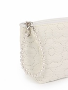 Косметичка женская «Цветочки», на молнии, ручка из бусин, молочная - Фото 3