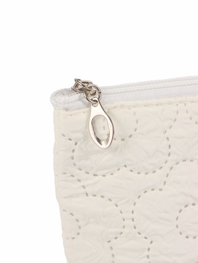 Косметичка женская «Цветочки», на молнии, ручка из бусин, молочная