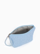 Косметичка женская «Цветочки», на молнии, ручка из бусин, голубая - Фото 4