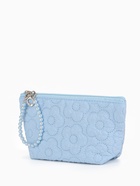 Косметичка женская «Цветочки», на молнии, ручка из бусин, голубая - Фото 5