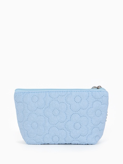 Косметичка женская «Цветочки», на молнии, ручка из бусин, голубая