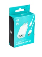 УЦЕНКА Сетевое зарядное устройство Luazon LCC-96, 2 USB, 2 A, кабель Type-C, белое - Фото 4