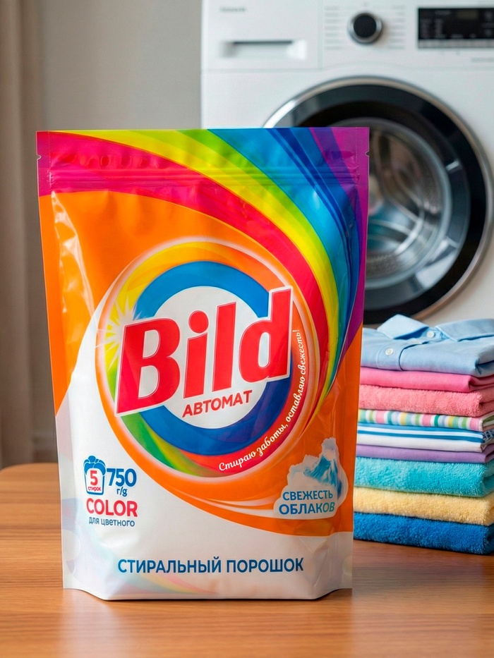 Стиральный порошок Bild COLOR, эко, без фосфатов, свежесть облаков, дой-пак, 750 г - Фото 1