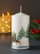 Свеча новогодняя 70×140 мм с декором, олени - Фото 3