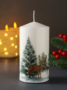 Свеча новогодняя 70×140 мм с декором, олени - Фото 4