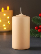 Свеча новогодняя 50×100 мм, с декором, мишка, бежевая - Фото 3