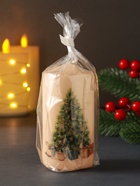 Свеча новогодняя 50×100 мм, с декором, мишка, бежевая - Фото 5