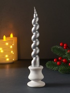 Свеча витая Luxury, 25×180 мм, лакированная, серебро - Фото 2