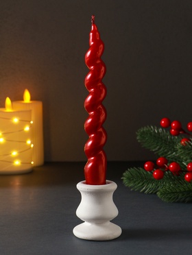 Свеча витая Luxury, 25×170 мм, лакированная, красная