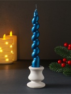 Свеча витая Luxury, 25×180 мм, лакированная, синяя - Фото 3