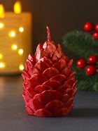 Свеча декоративная «Шишка новогодняя», коричневый, 70×75 мм - Фото 2