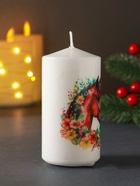 Свеча новогодняя 50×100 мм, с декором, конь, белая - Фото 2