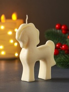 Свеча Символ Года  " Лошадка средняя", 10*2,5*9, бежевая - фото 120737701