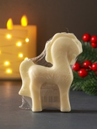 Свеча Символ Года  " Лошадка средняя", 10*2,5*9, бежевая - фото 120737705