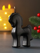 Свеча новогодняя «Лошадка: символ года», 10×2.5×9, чёрная - фото 119644104