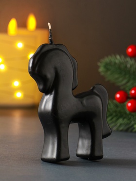 Свеча новогодняя «Лошадка: символ года», 10×2.5×9, чёрная