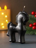 Свеча новогодняя «Лошадка: символ года», 10×2.5×9, чёрная - фото 119644105