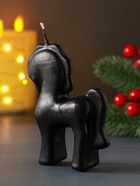 Свеча новогодняя «Лошадка: символ года», 10×2.5×9, чёрная - фото 119644107