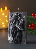 Свеча новогодняя «Лошадка барельеф: символ года», 11.6?7?3.8, серая (комплект 2 шт) - фото 63128583