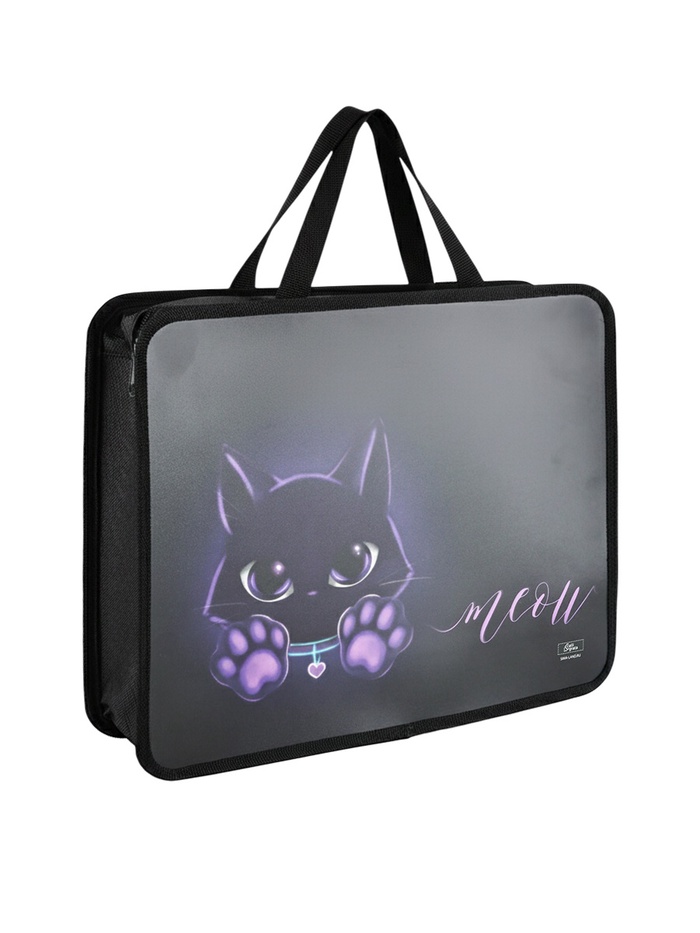 УЦЕНКА Папка с ручками пластик А4 75мм 330*260 ПМ-А4-26 Calligrata дев "Котик" - Фото 1