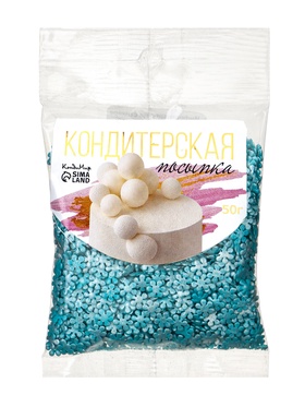 Снежинки перламутровые, голубые, 50 г