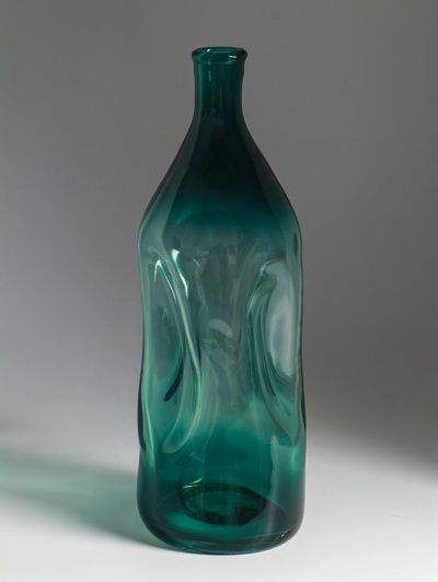 Ваза декоративная, 380 мл, h=36 см, 12 см, 15 см, d внутренний горлышка 2.5 см, стекло, зелёная